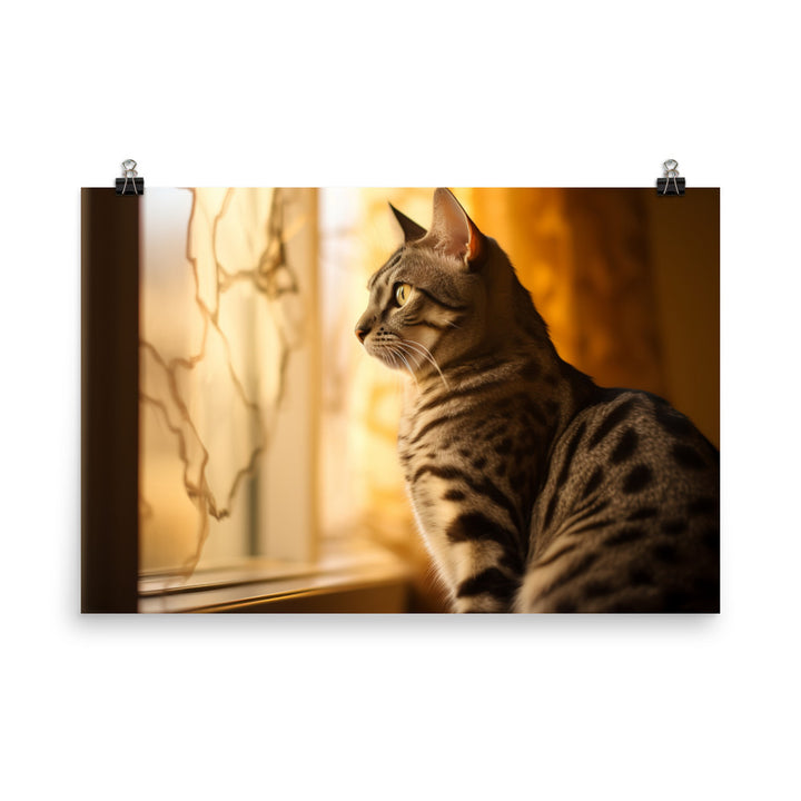 Egyptian Mau in Golden Hour photo paper poster - Posterfy.AI