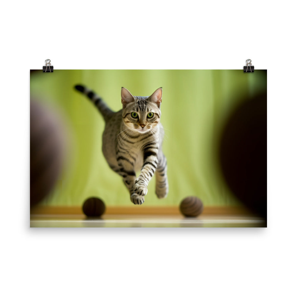 Egyptian Mau at Playtime photo paper poster - Posterfy.AI