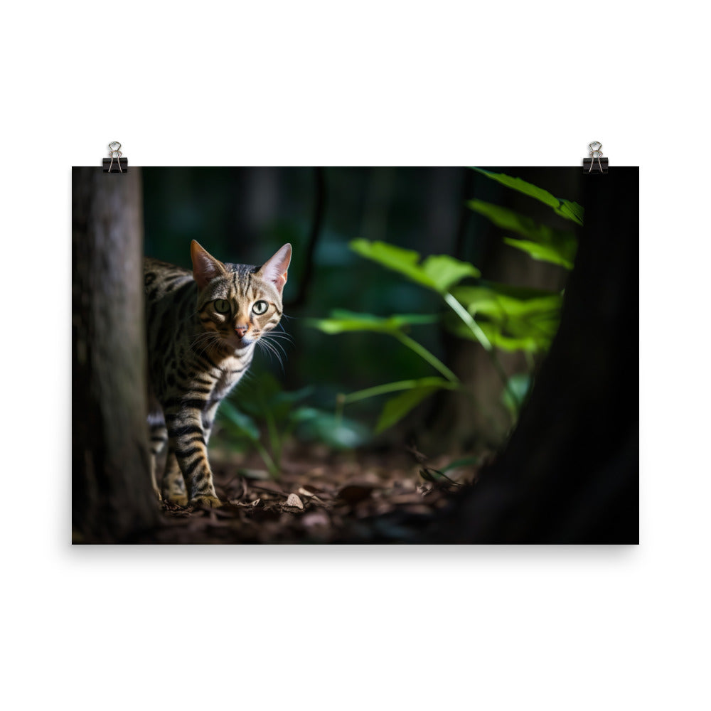 Ocicat Prowling at Night photo paper poster - Posterfy.AI