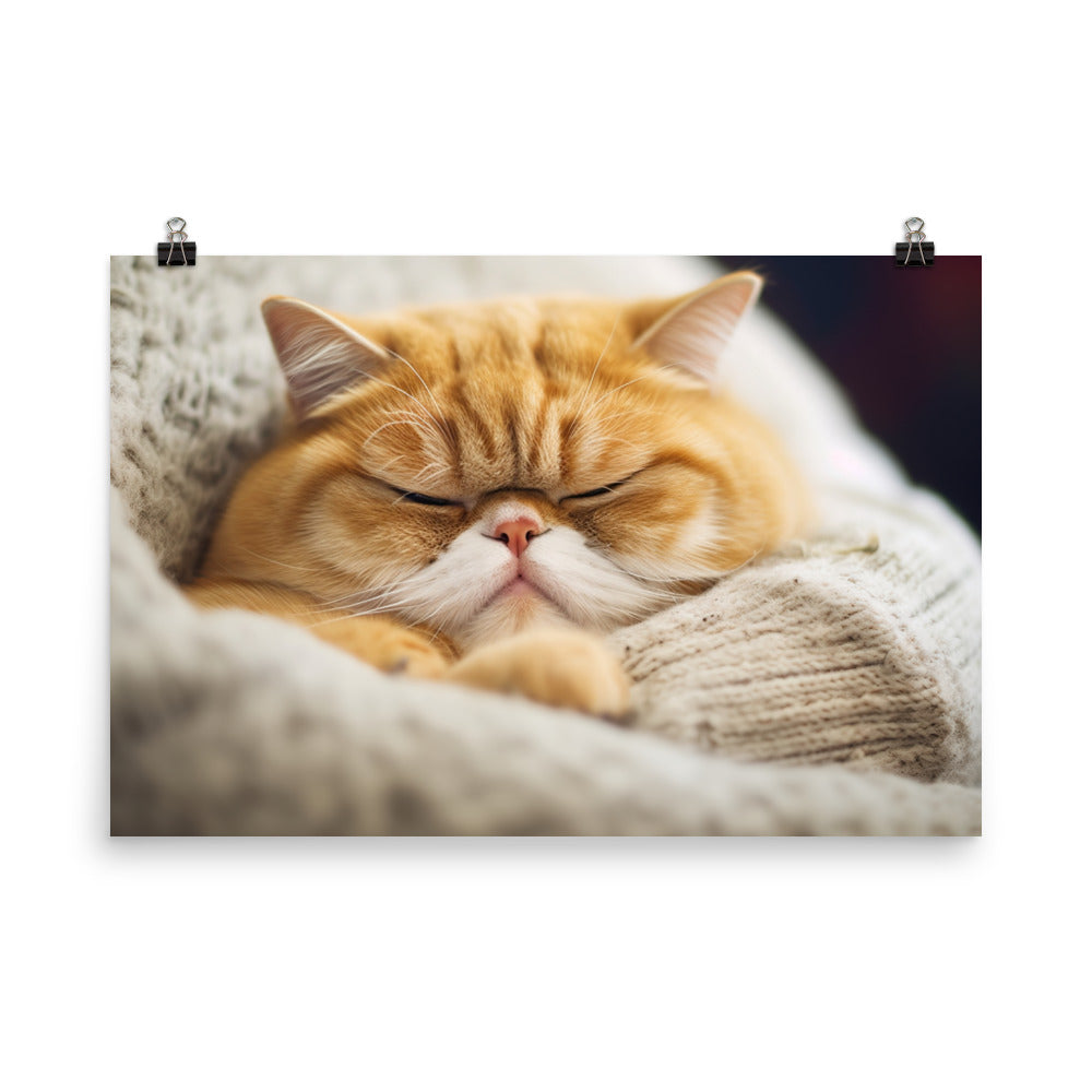 Exotic Shorthair Cat on a Lap photo paper poster - Posterfy.AI