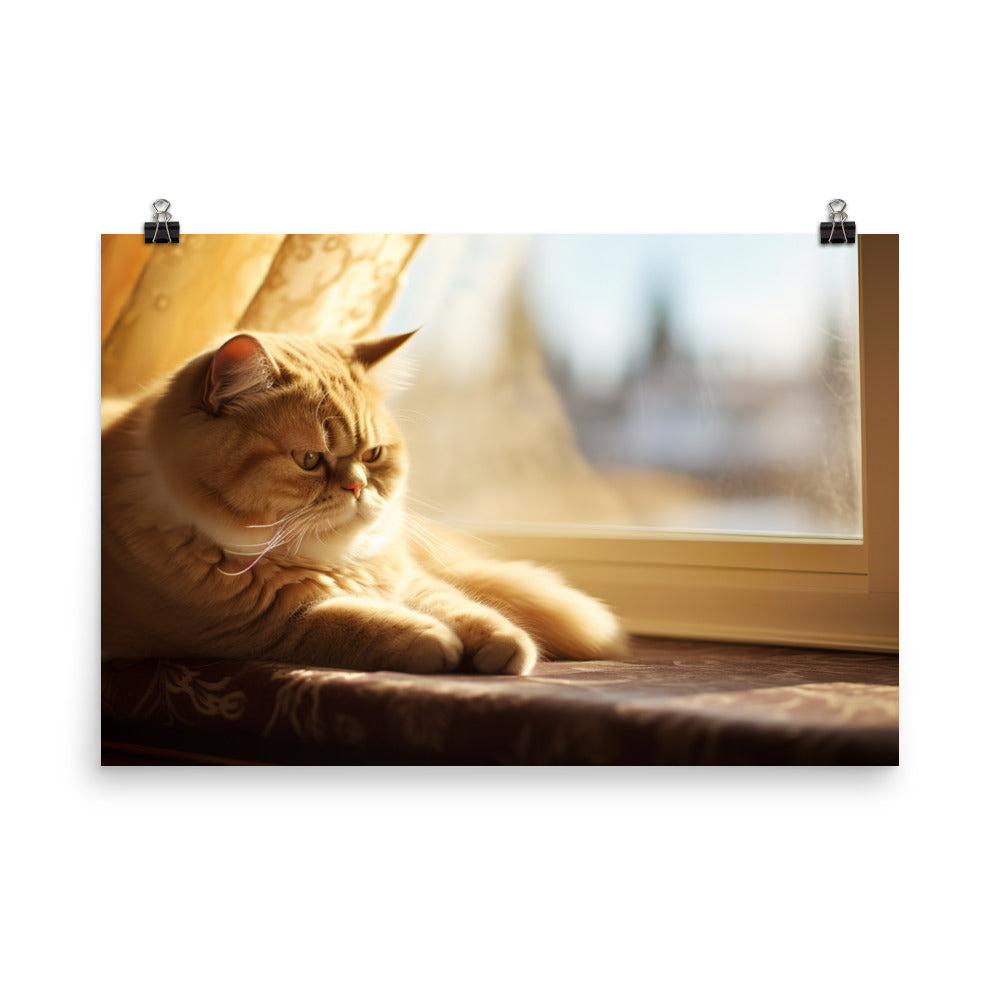 Elegant Exotic Shorthair Cat photo paper poster - Posterfy.AI