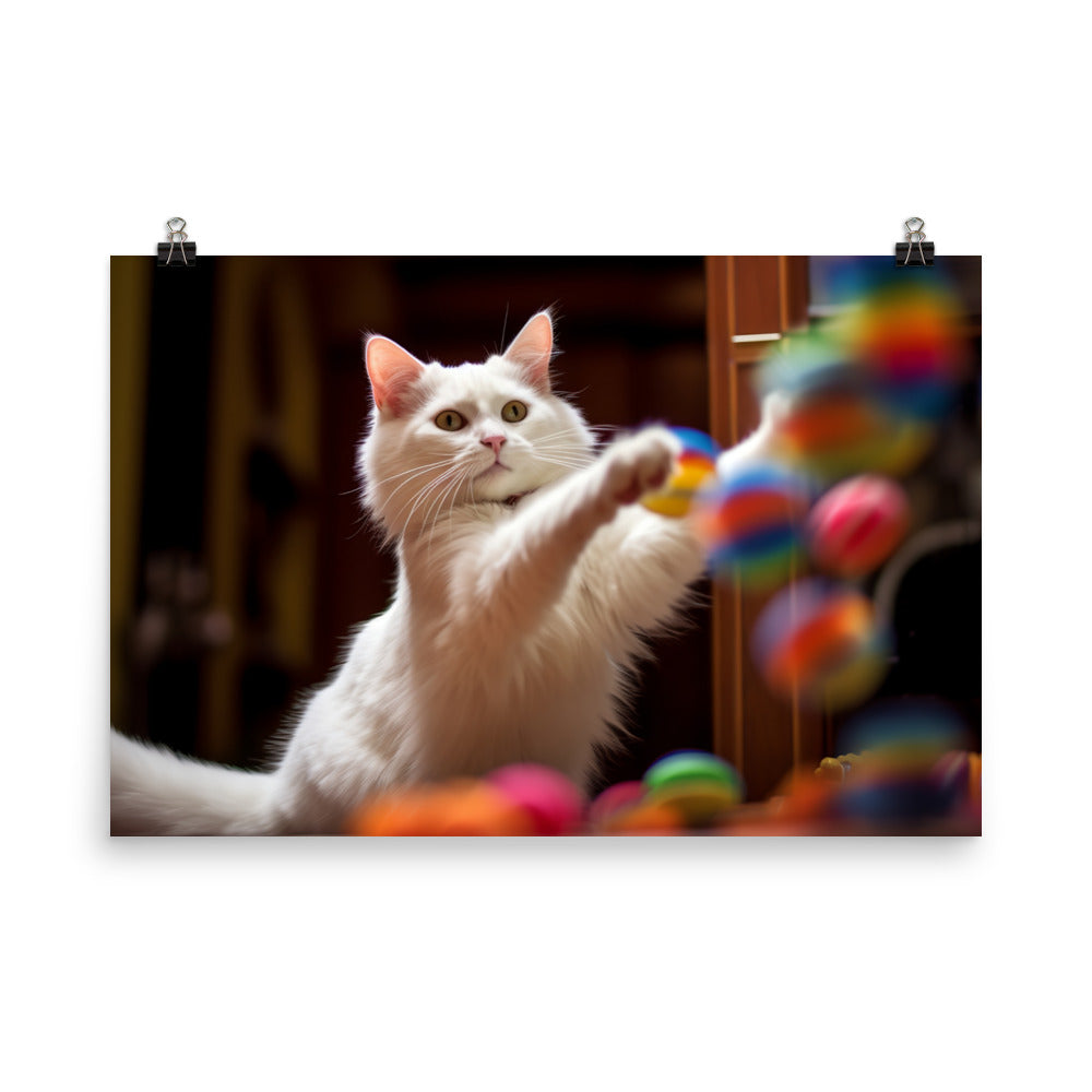 Energetic Turkish Van photo paper poster - Posterfy.AI