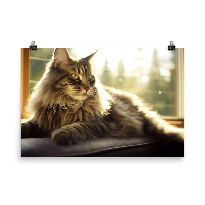 Maine Coon lounging photo paper poster - Posterfy.AI