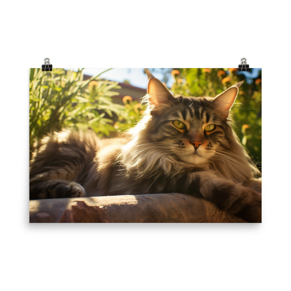 Maine Coon lounging photo paper poster - Posterfy.AI