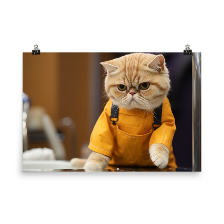 Exotic Shorthair Janitor Photo paper poster - PosterfyAI.com