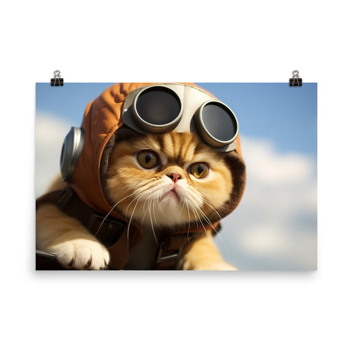 Exotic Shorthair Pilot Photo paper poster - PosterfyAI.com