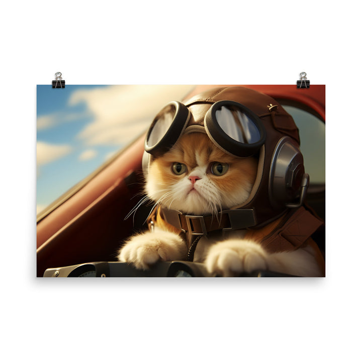 Exotic Shorthair Pilot Photo paper poster - PosterfyAI.com