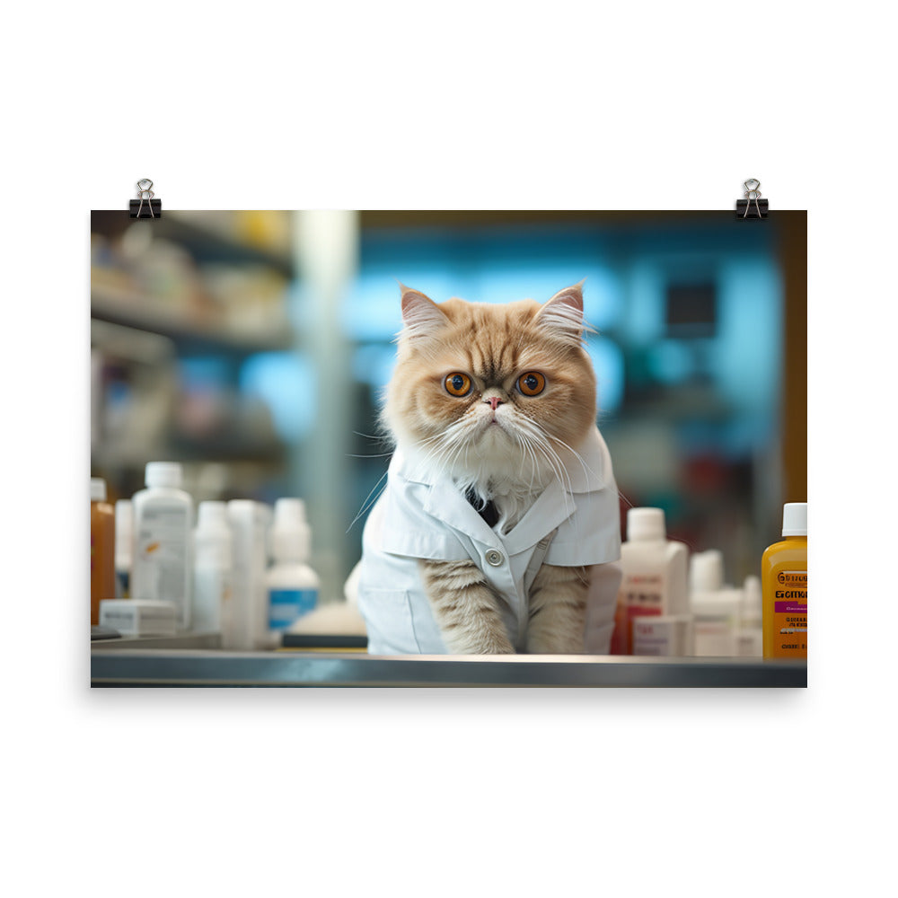 Exotic Shorthair Pharmacist Photo paper poster - PosterfyAI.com