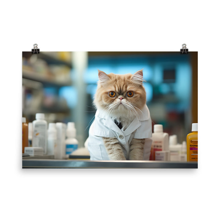 Exotic Shorthair Pharmacist Photo paper poster - PosterfyAI.com