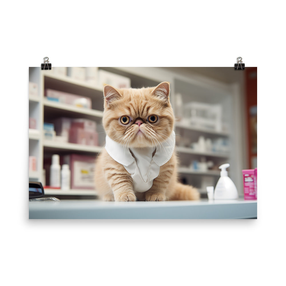 Exotic Shorthair Pharmacist Photo paper poster - PosterfyAI.com