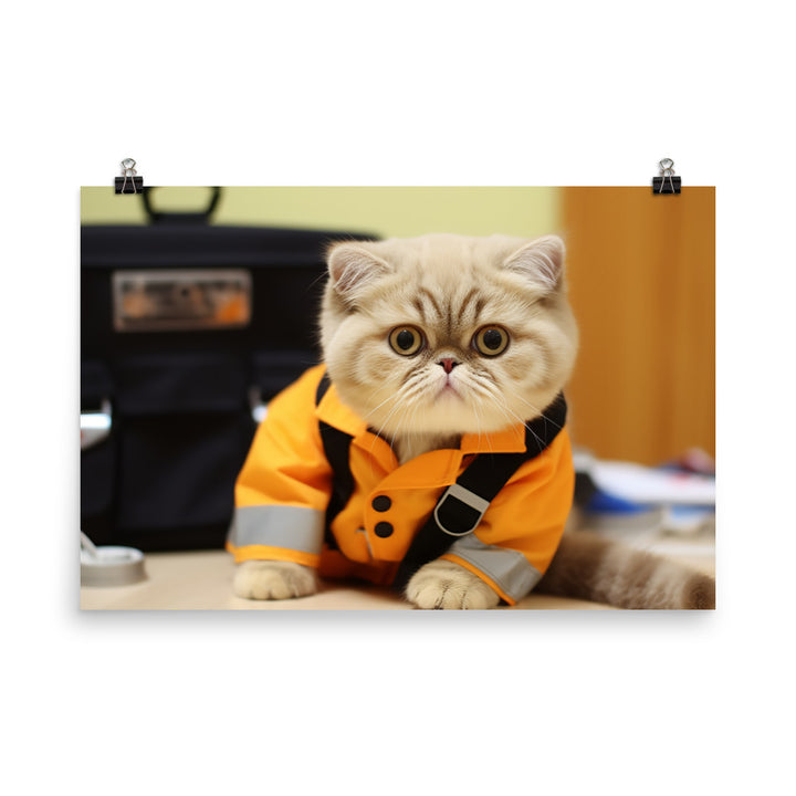 Exotic Shorthair Paramedic Photo paper poster - PosterfyAI.com