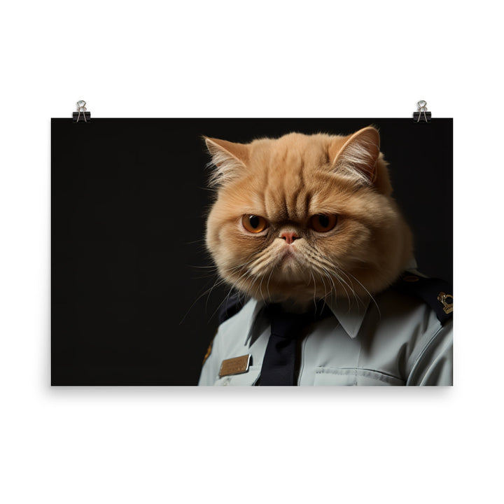 Exotic Shorthair Security Officer Photo paper poster - PosterfyAI.com