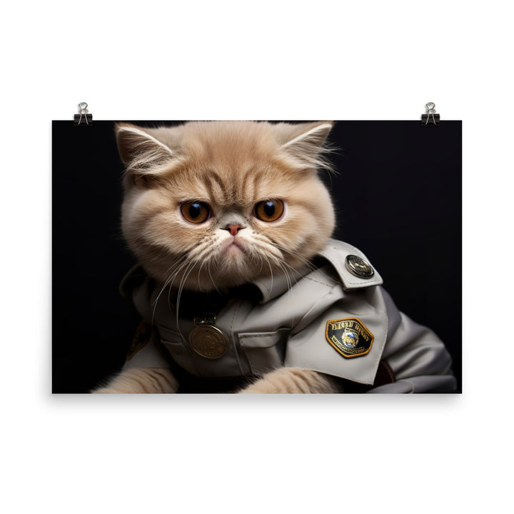 Exotic Shorthair Security Officer Photo paper poster - PosterfyAI.com
