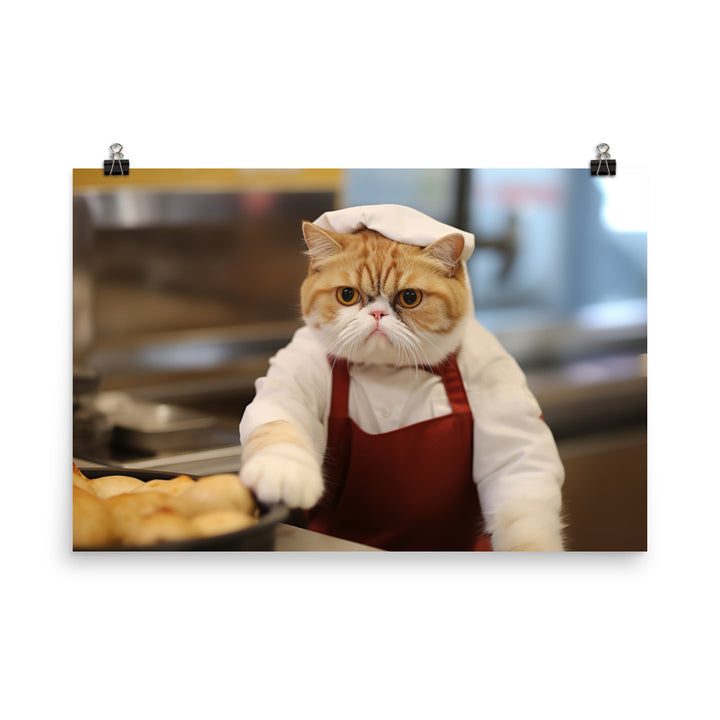 Exotic Shorthair Fast Food Crew Photo paper poster - PosterfyAI.com
