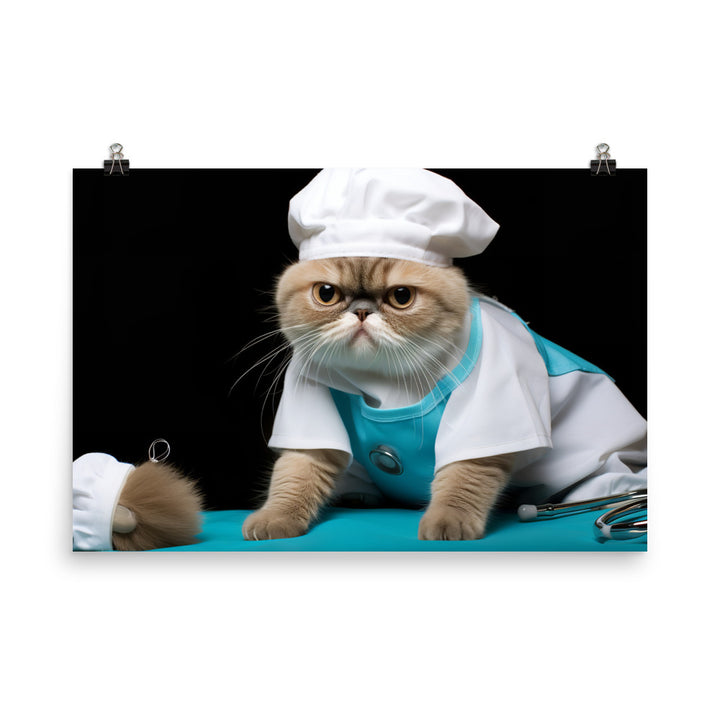 Exotic Shorthair Nurse Photo paper poster - PosterfyAI.com