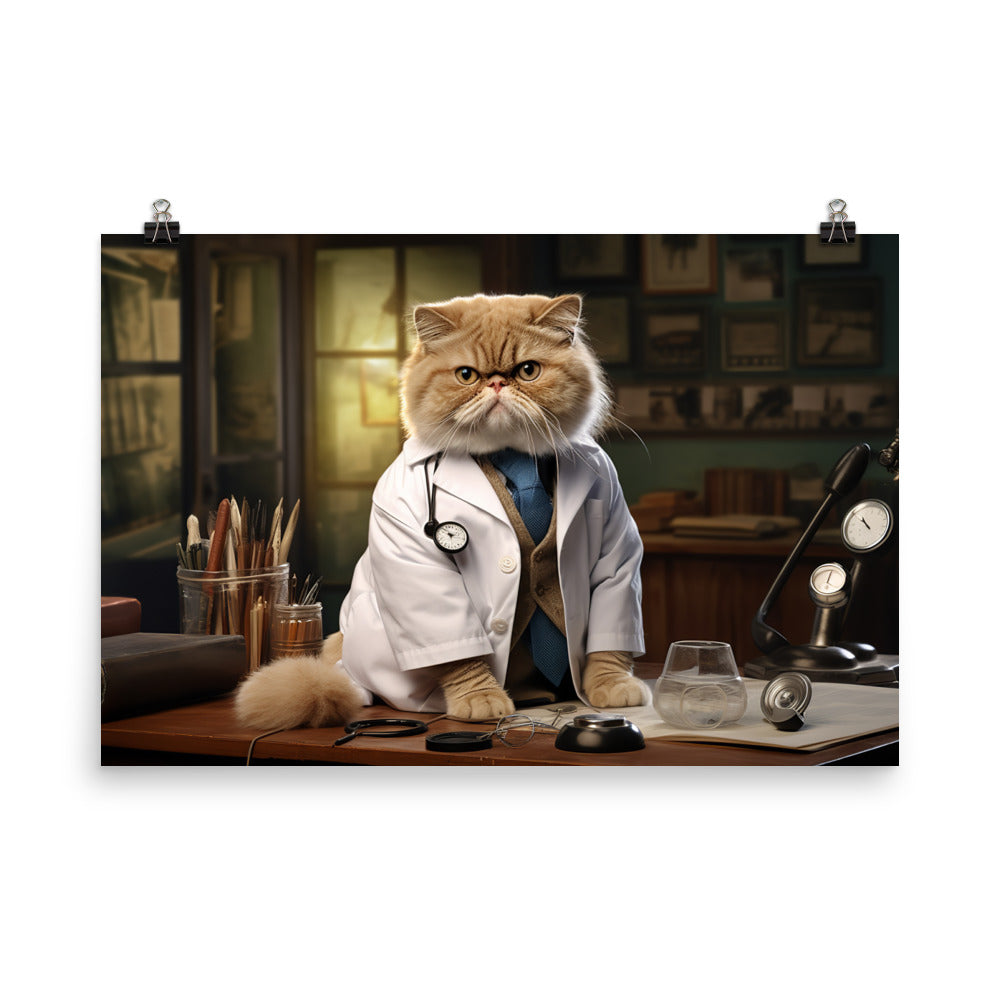 Exotic Shorthair Doctor Photo paper poster - PosterfyAI.com