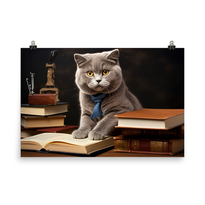 British Shorthair Student Photo paper poster - PosterfyAI.com