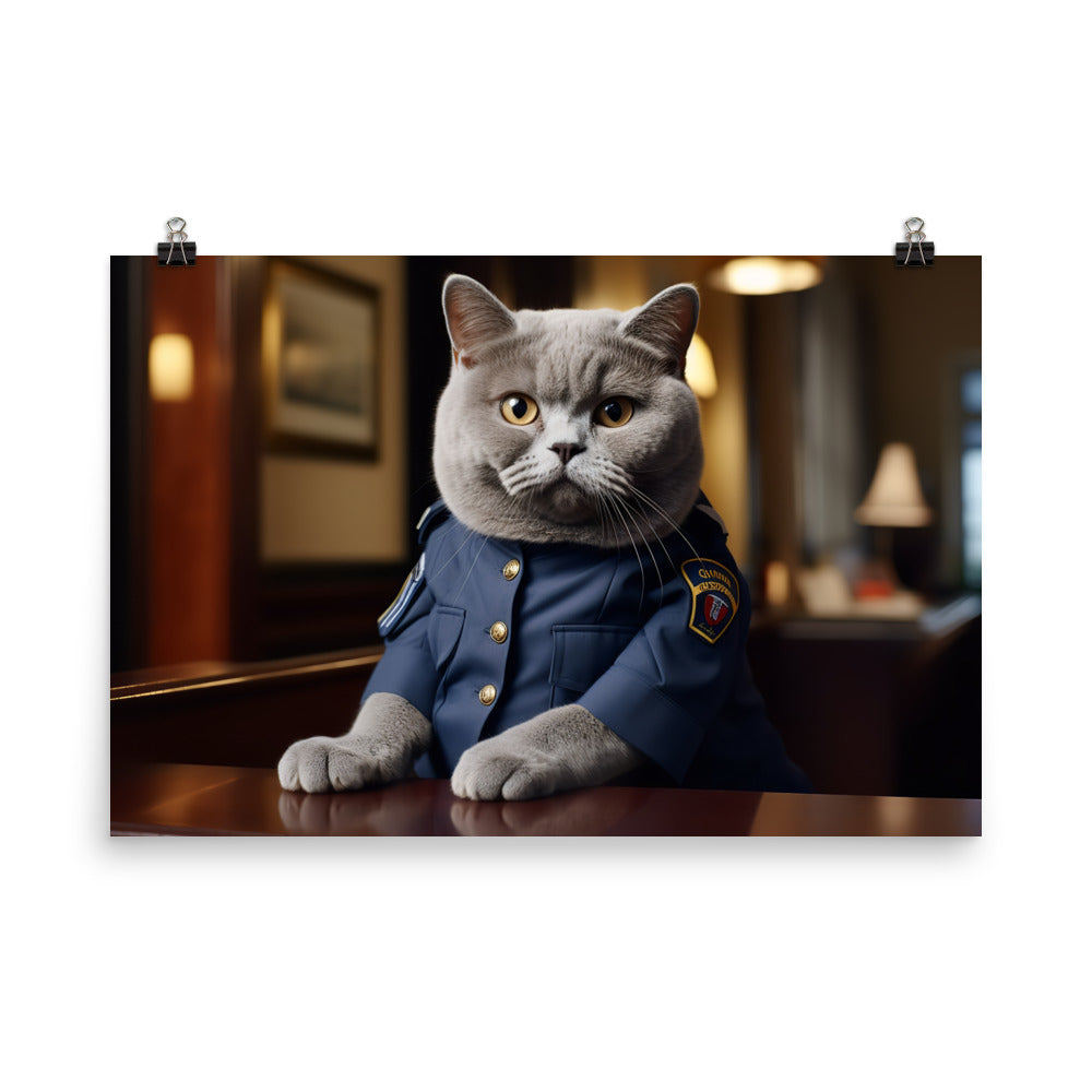 British Shorthair Security Officer Photo paper poster - PosterfyAI.com