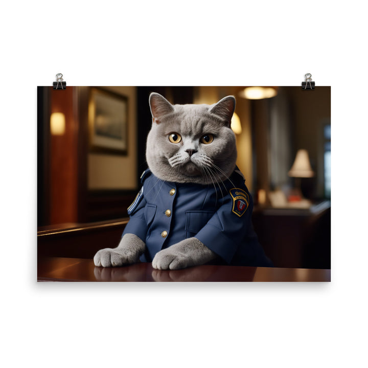 British Shorthair Security Officer Photo paper poster - PosterfyAI.com