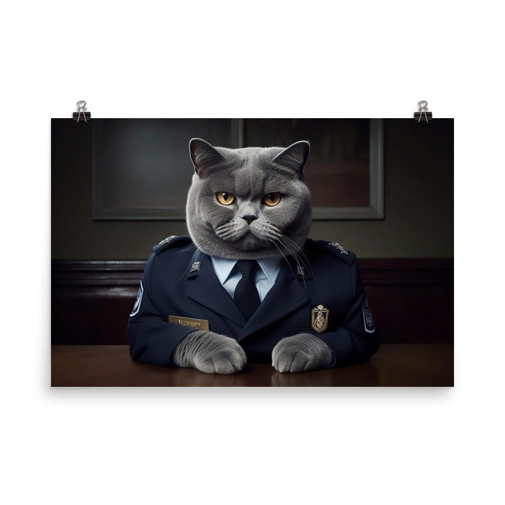 British Shorthair Security Officer Photo paper poster - PosterfyAI.com