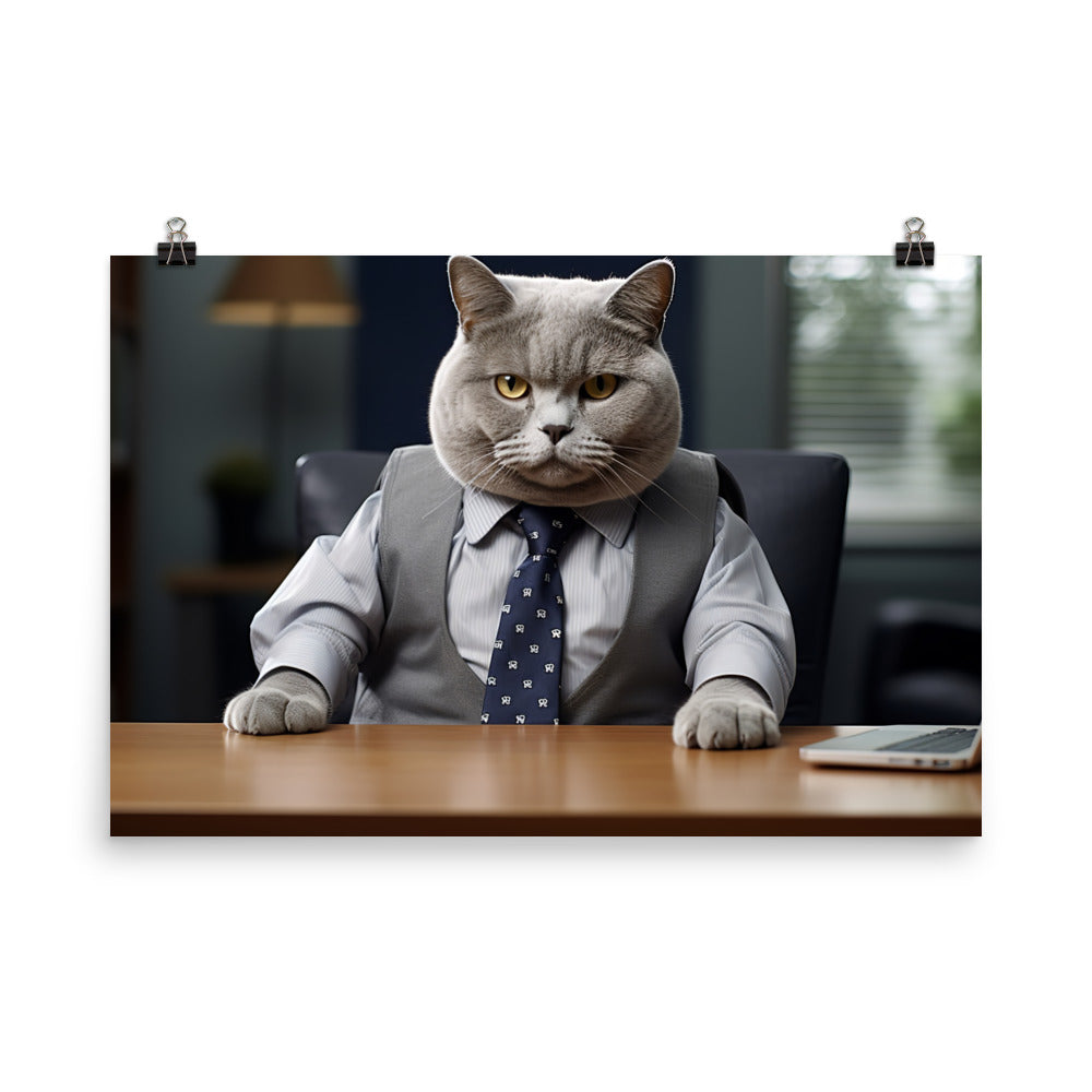 British Shorthair Sales Consultant Photo paper poster - PosterfyAI.com