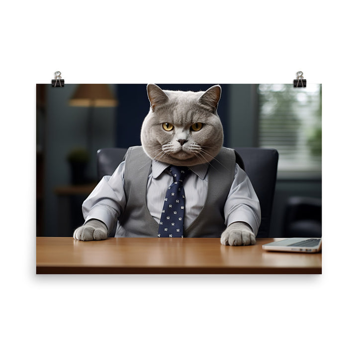 British Shorthair Sales Consultant Photo paper poster - PosterfyAI.com