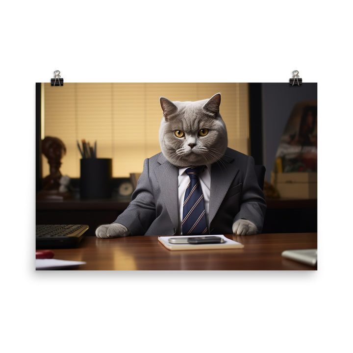 British Shorthair Sales Consultant Photo paper poster - PosterfyAI.com