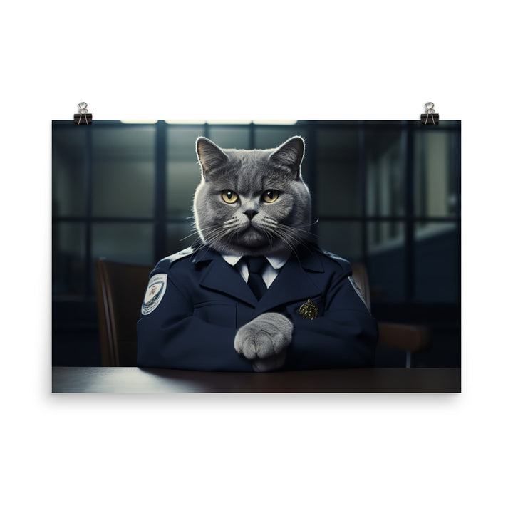 British Shorthair Prison Officer Photo paper poster - PosterfyAI.com