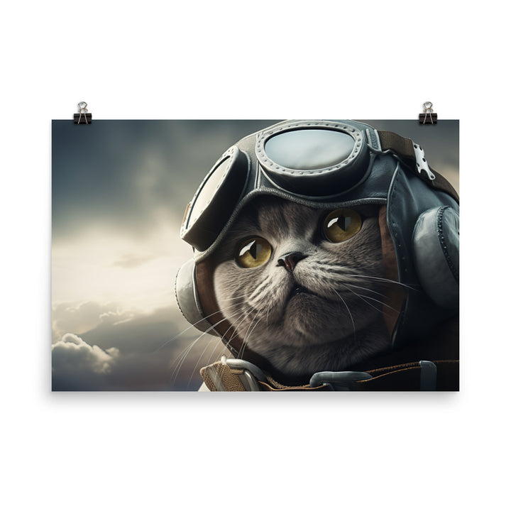 British Shorthair Pilot Photo paper poster - PosterfyAI.com
