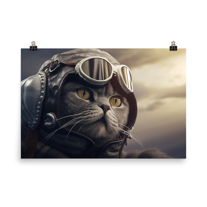 British Shorthair Pilot Photo paper poster - PosterfyAI.com