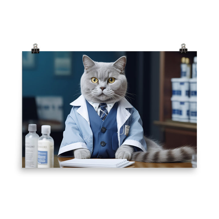 British Shorthair Pharmacist Photo paper poster - PosterfyAI.com