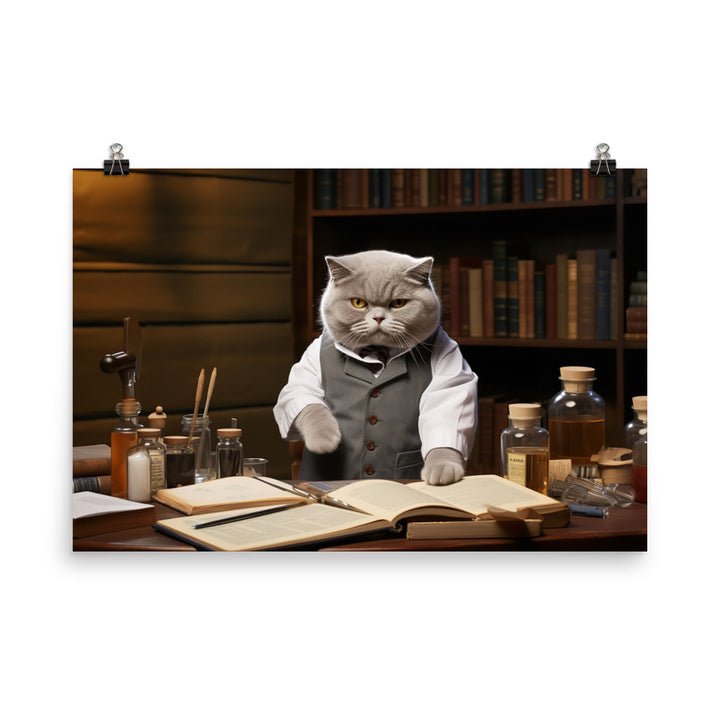 British Shorthair Pharmacist Photo paper poster - PosterfyAI.com
