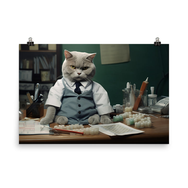British Shorthair Pharmacist Photo paper poster - PosterfyAI.com