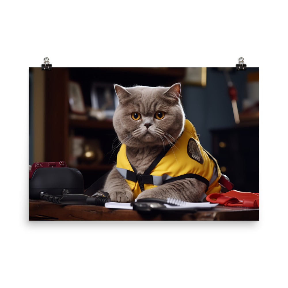 British Shorthair Paramedic Photo paper poster - PosterfyAI.com