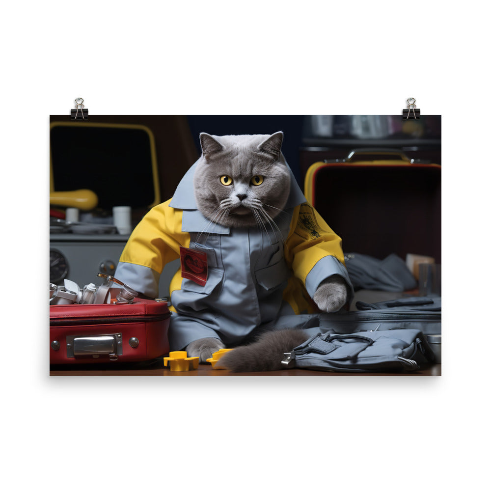 British Shorthair Paramedic Photo paper poster - PosterfyAI.com