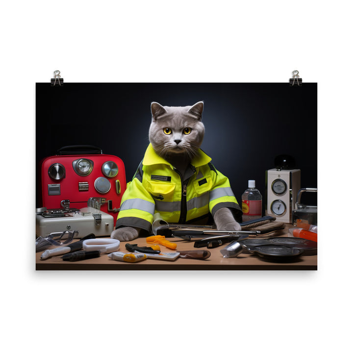 British Shorthair Paramedic Photo paper poster - PosterfyAI.com