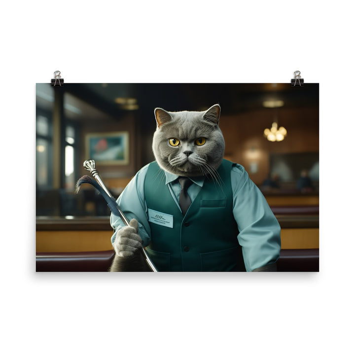 British Shorthair Janitor Photo paper poster - PosterfyAI.com