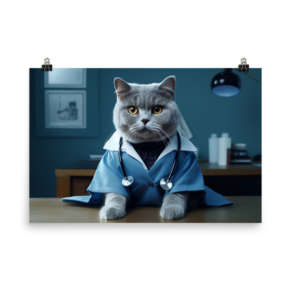 British Shorthair Doctor Photo paper poster - PosterfyAI.com