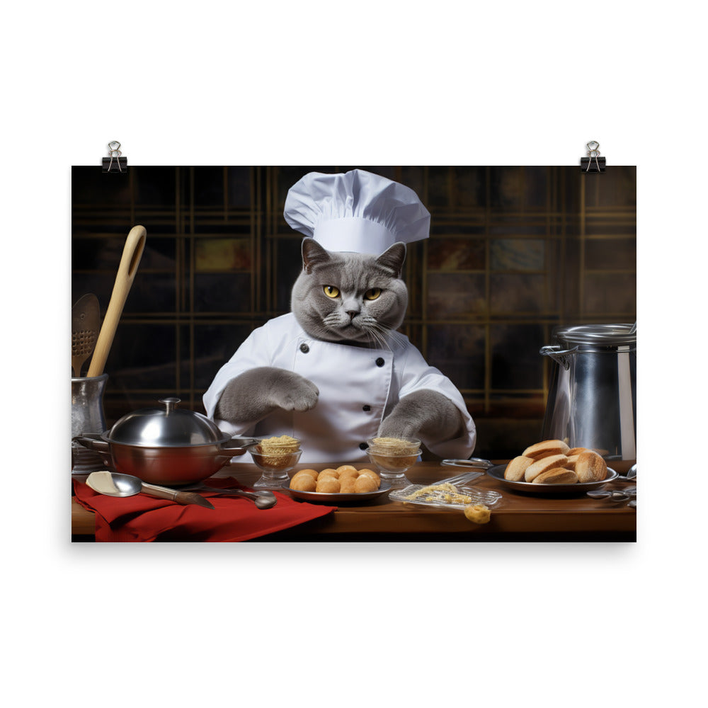 British Shorthair Chef Photo paper poster - PosterfyAI.com