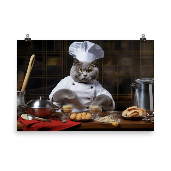 British Shorthair Chef Photo paper poster - PosterfyAI.com