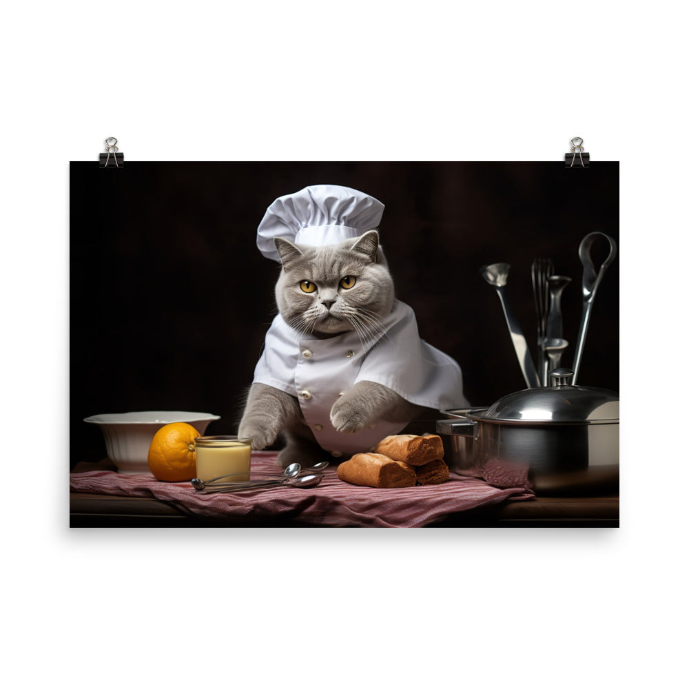 British Shorthair Chef Photo paper poster - PosterfyAI.com