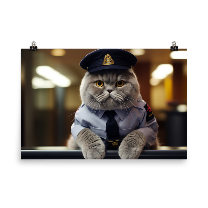 Scottish Fold Security Officer Photo paper poster - PosterfyAI.com