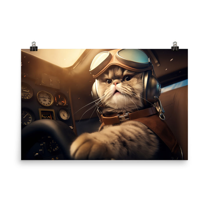 Scottish Fold Pilot Photo paper poster - PosterfyAI.com