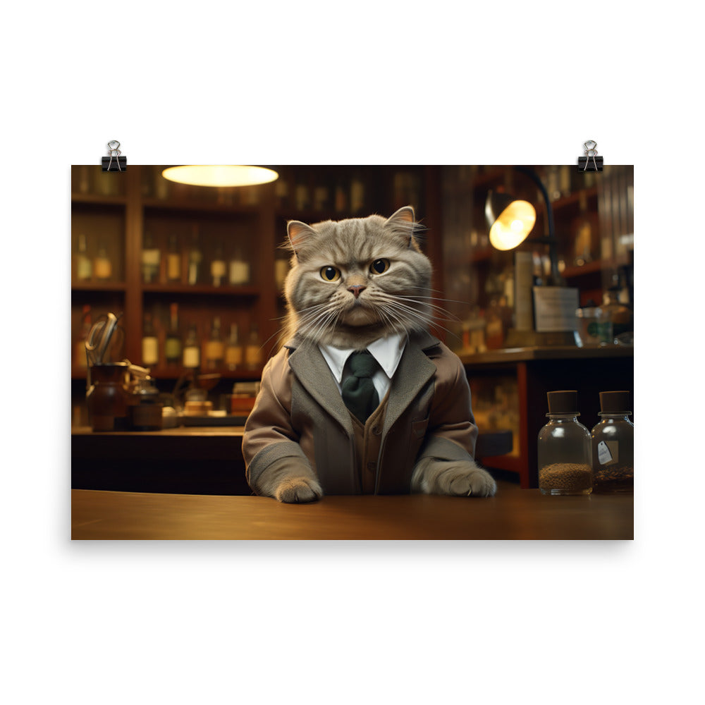 Scottish Fold Pharmacist Photo paper poster - PosterfyAI.com