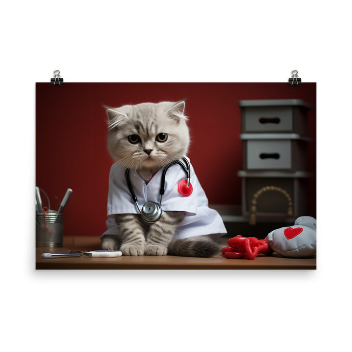 Scottish Fold Nurse Photo paper poster - PosterfyAI.com
