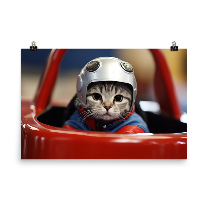 Scottish Fold Motorsport Athlete Photo paper poster - PosterfyAI.com