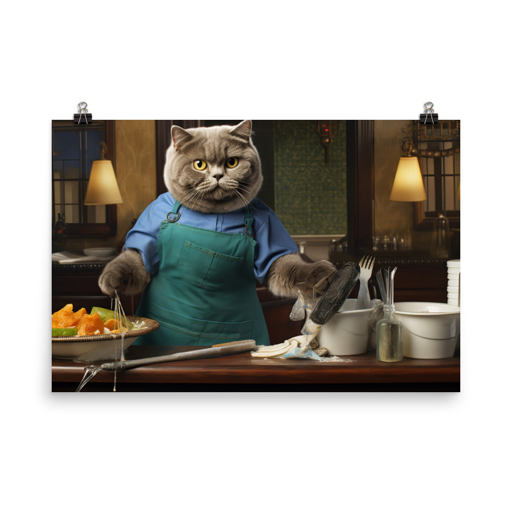 Scottish Fold Janitor Photo paper poster - PosterfyAI.com