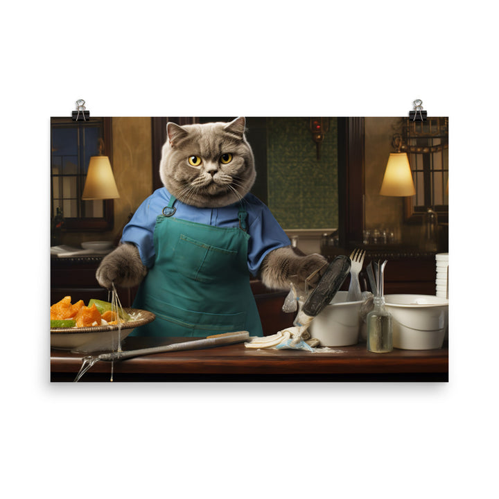 Scottish Fold Janitor Photo paper poster - PosterfyAI.com