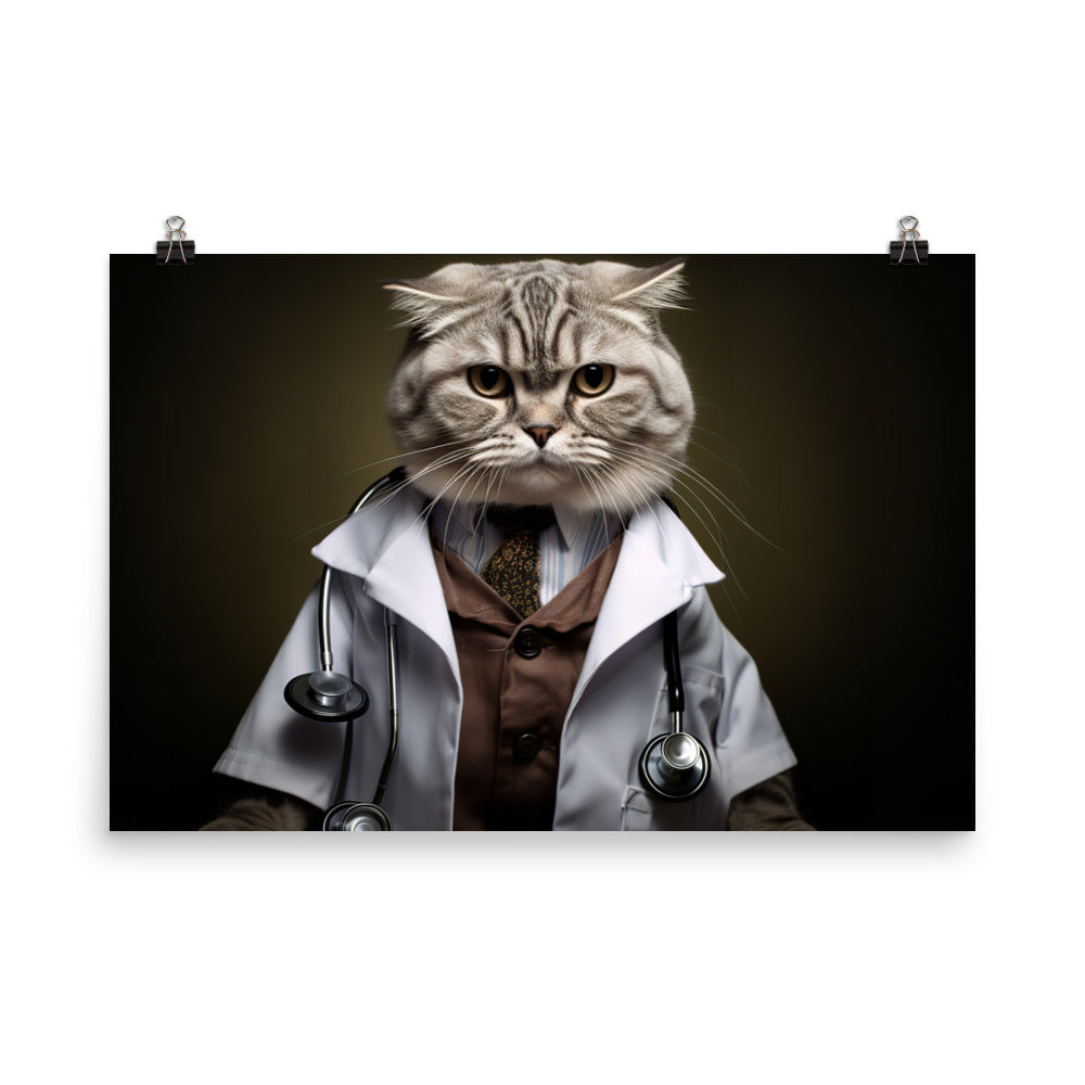Scottish Fold Doctor Photo paper poster - PosterfyAI.com