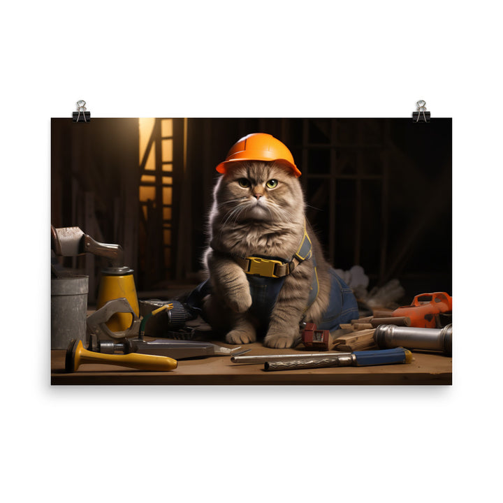 Scottish Fold Contractor Photo paper poster - PosterfyAI.com